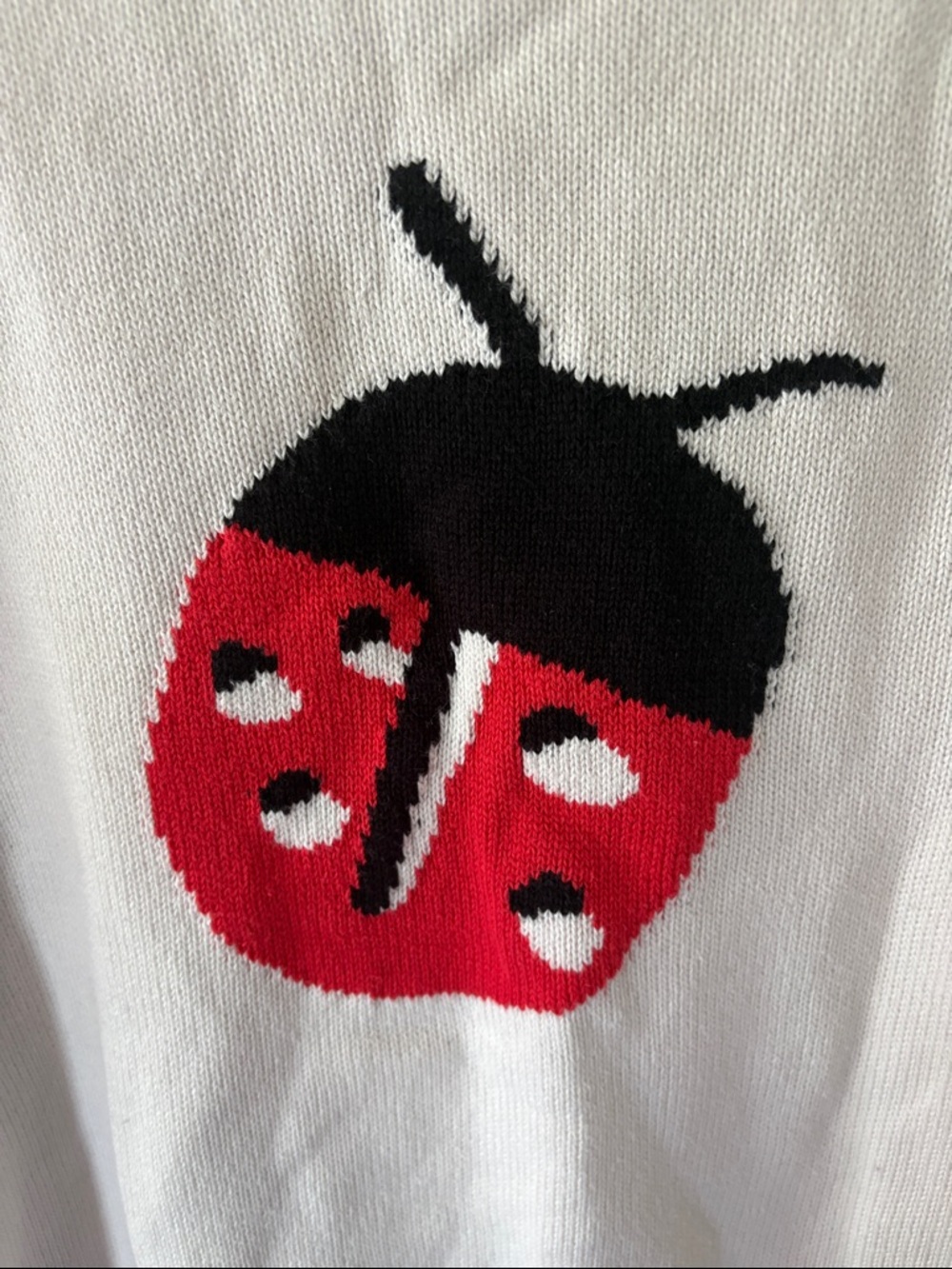 LOFT Boatneck 100% Cotton Ladybug Sweater - Picture 3 of 5